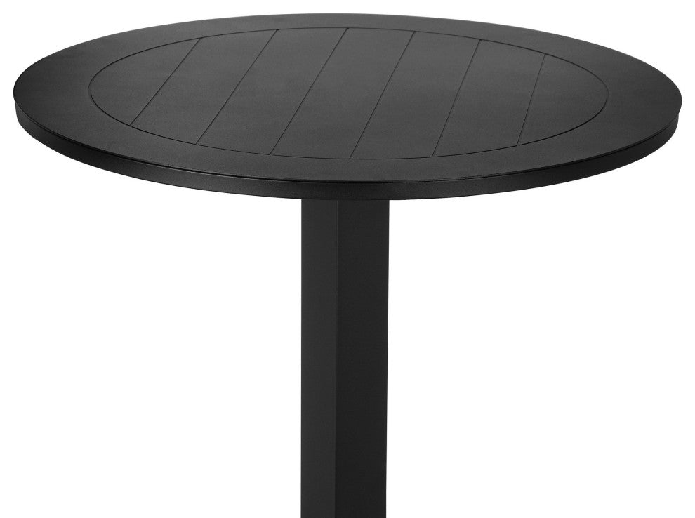 Benzara BM287740 Keli 43" Outdoor Bar Table, Black Aluminum Frame
