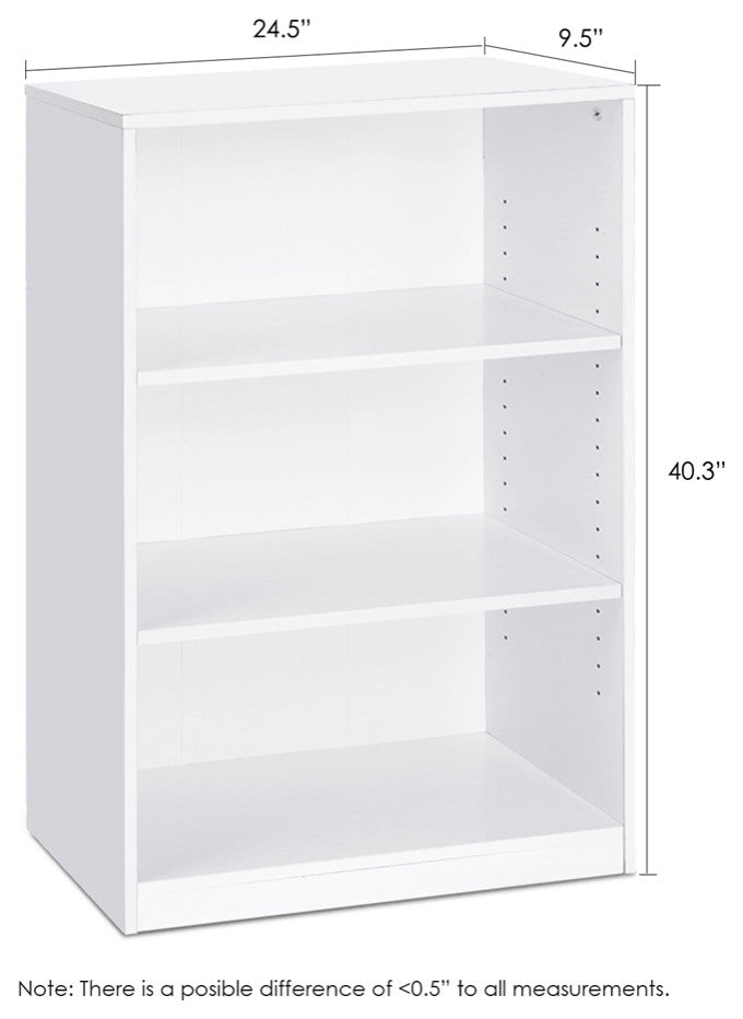 Furinno Jaya Simple Home 3-Shelf Bookcase, White
