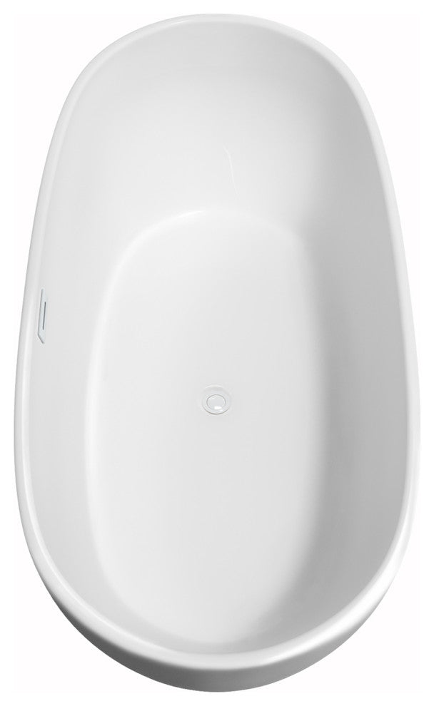 Rebecca 60 to 70" Freestanding Bathtub with options, Shiny White Trim, 65 Inch, No Faucet