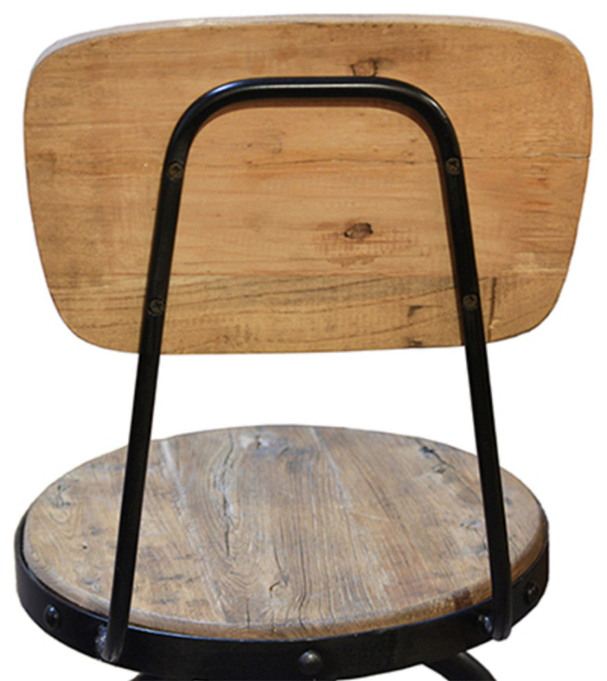 Wood & Iron Adjustable Stool w/ Seatback