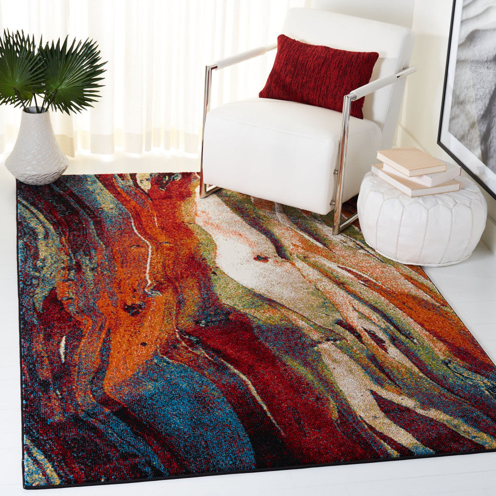 Safavieh Glacier Gla126Q Organic and Abstract Rug, Red and Green, 2'3"x18'0" Run