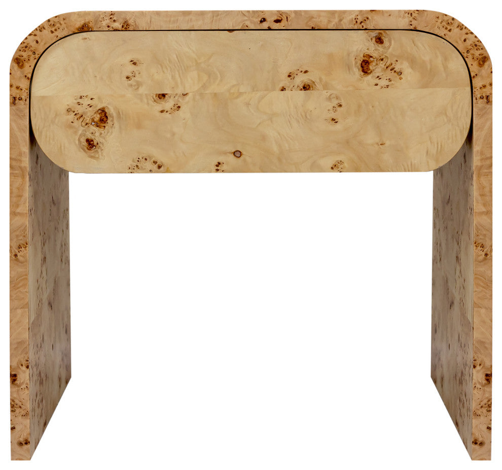 Meridian Furniture Cresthill Nightstand, Ash Burl Wood