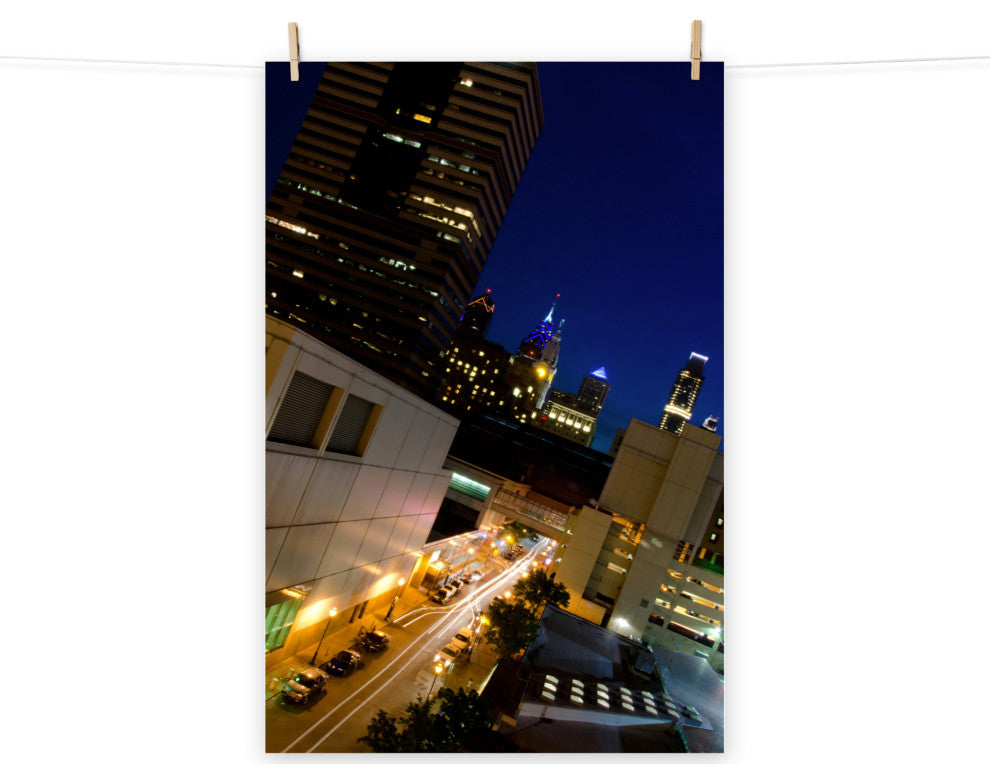 Light Trails in Philly Night Urban Landscape Photo Unframed Wall Art Print, 16" X 20"