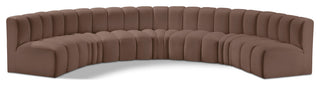 Arc Vegan Leather Upholstered 7-Pc. U-Shaped Modular Sectional, Brown