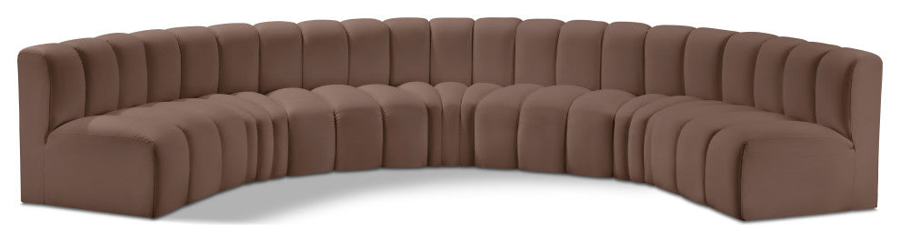 Arc Vegan Leather Upholstered 7-Pc. U-Shaped Modular Sectional, Brown