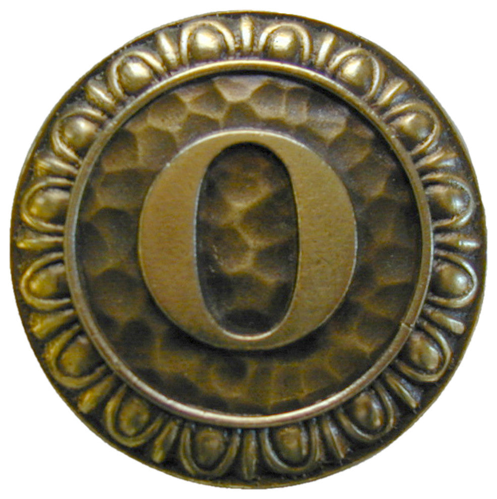 Initial A Knob Antique Brass, Antique Brass, O
