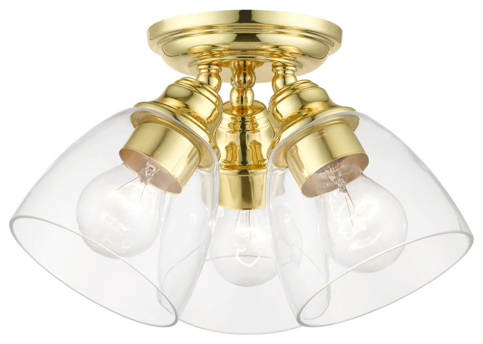 Montgomery 3 Light Polished Brass Semi-Flush