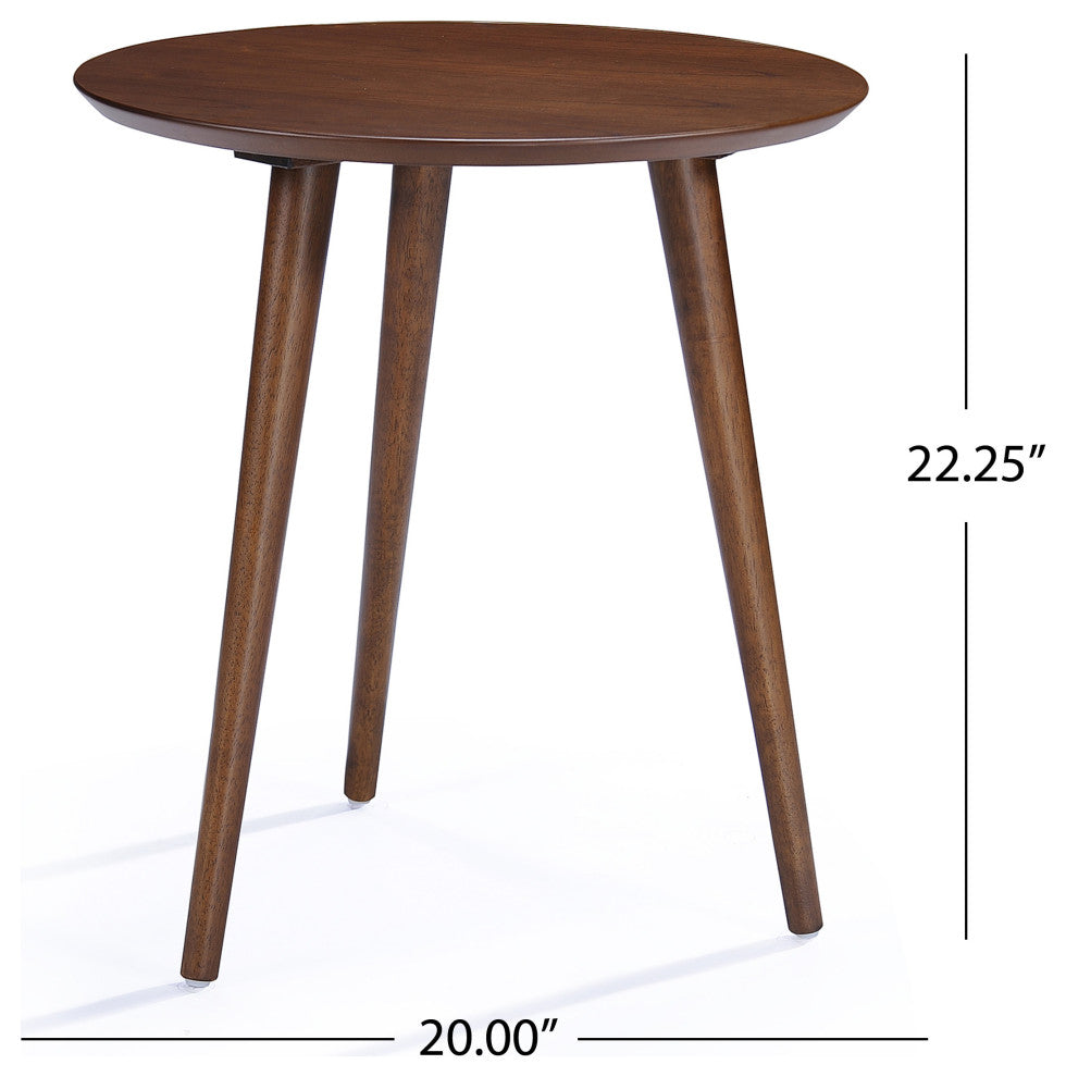GDF Studio Evangeline Finished Wood End Table With Faux Wood Overlay, Natural Walnut