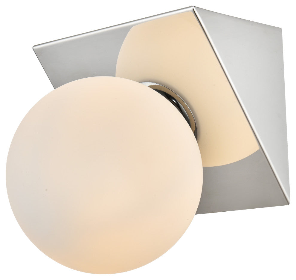 1 Light Chrome And Frosted White Bath Sconce