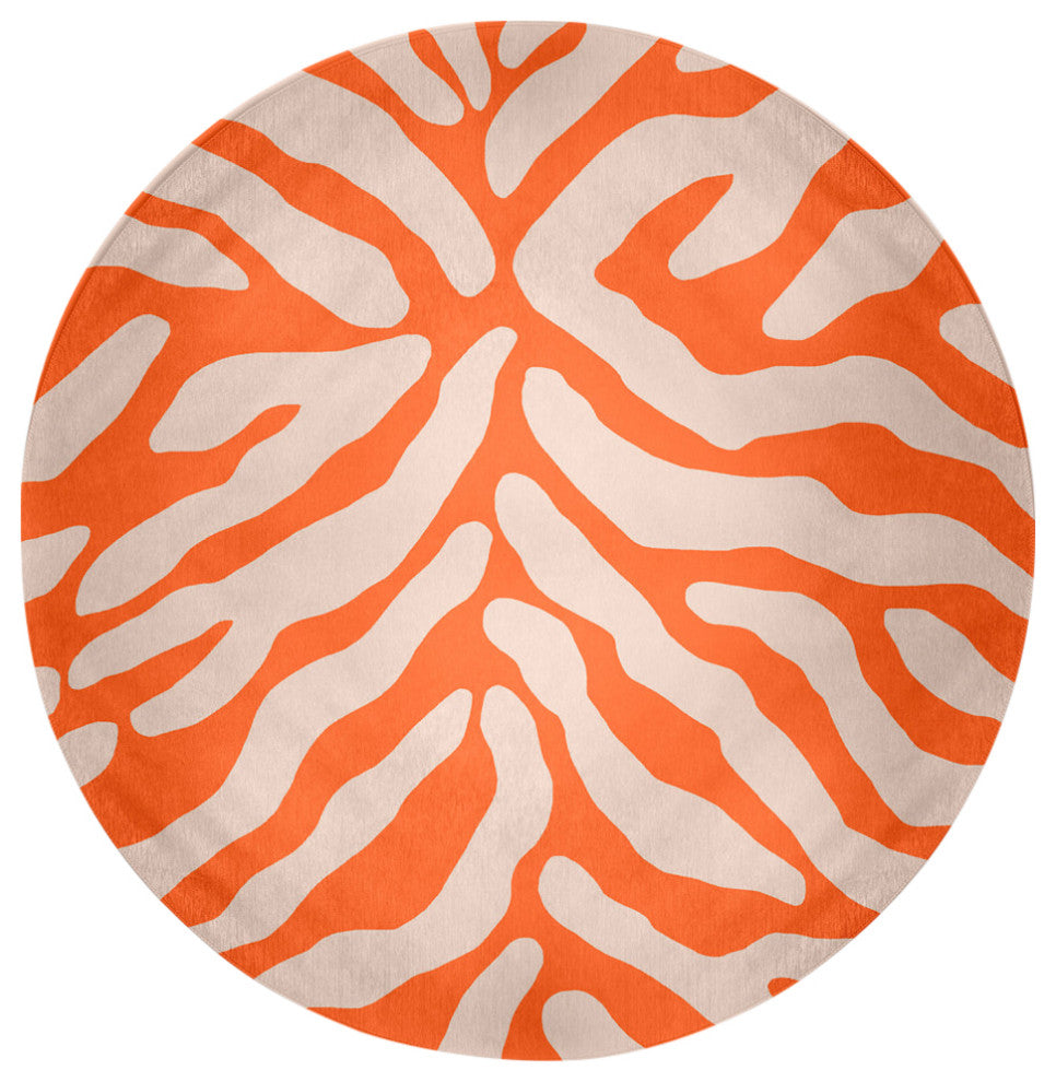 Animal Stripe Spring Chenille Rug, Blood Orange, 5' Round