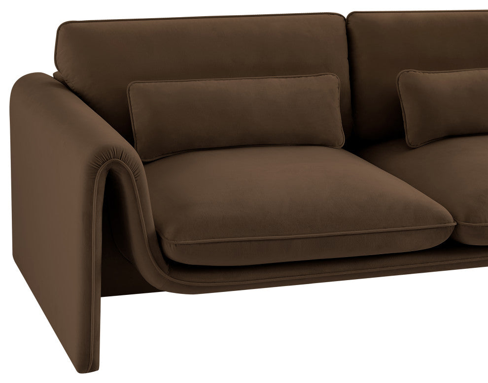 Sloan Brown Velvet Fabric Sofa