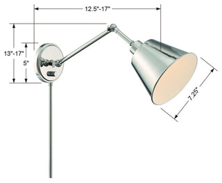Crystorama MIT-A8020-PN, 1-Light Wall Mount, Polished Nickel