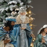 12-Piece Oversized Deluxe Blue Resin Nativity Figurine Set
