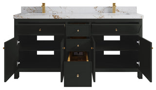Sonoma 72" Double Sink Bath Vanity in Black Top, 2" Viola Gold