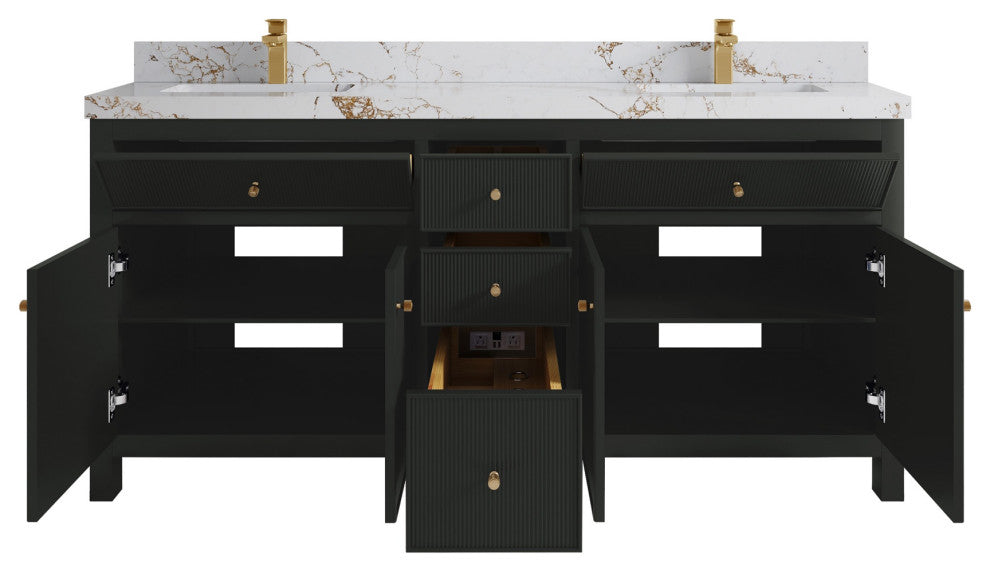 Sonoma 72" Double Sink Bath Vanity in Black Top, 2" Viola Gold