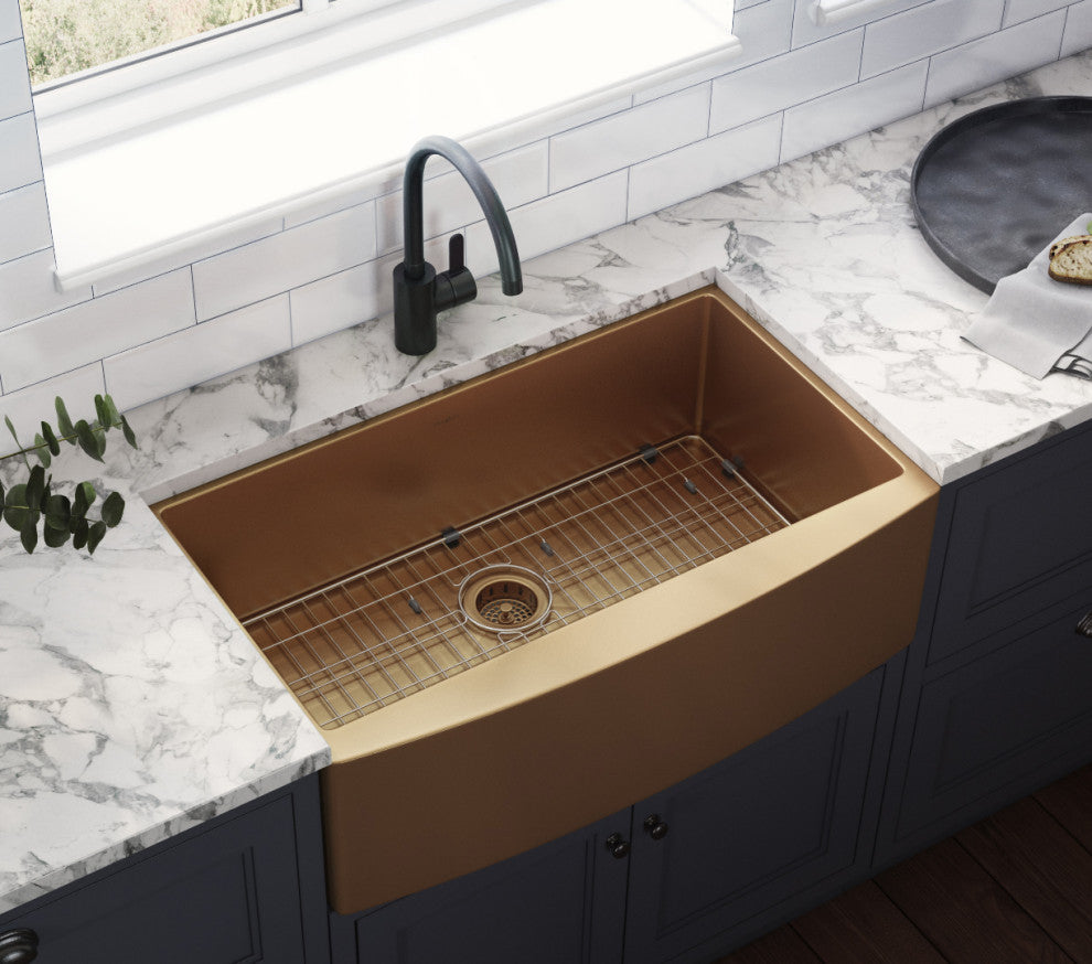 30-inch Farmhouse Sink - Copper Tone Matte Bronze Stainless Steel - RVH9660CP