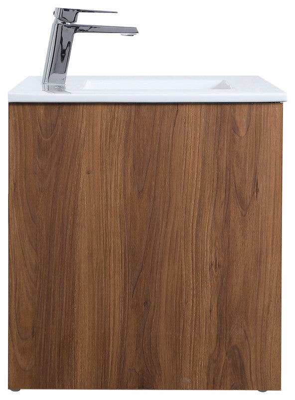 Single Bathroom Floating Vanity, Walnut Brown, 36"