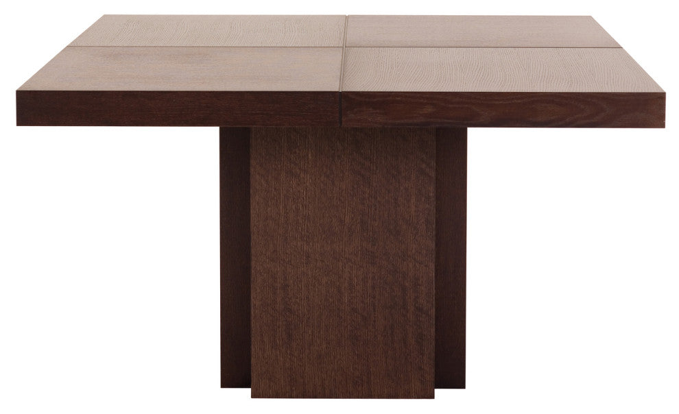 Contemporary Square Wood Dining Table, Chocolate
