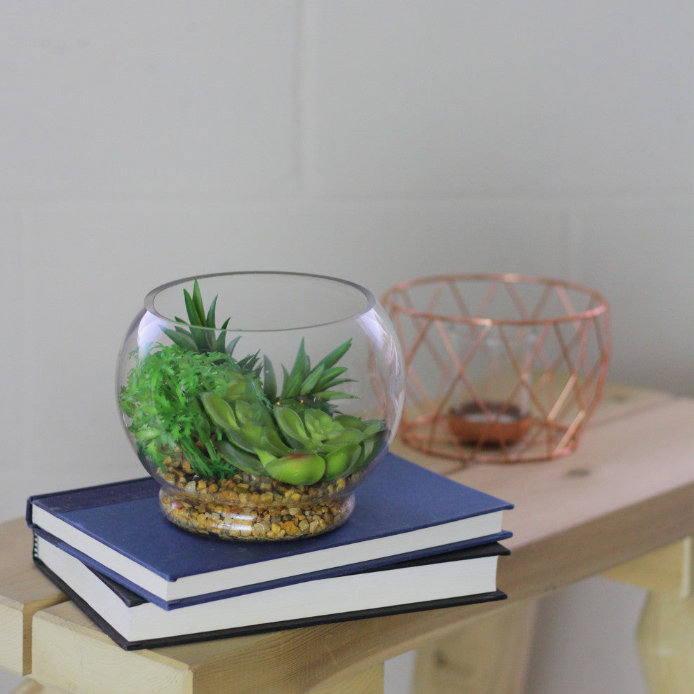 9.4" Artificial Succulent with Pebbles Tabletop Decoration