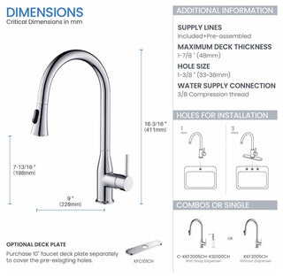 Napa Single Handle Pull Down Faucet, Chrome, Without Soap Dispenser