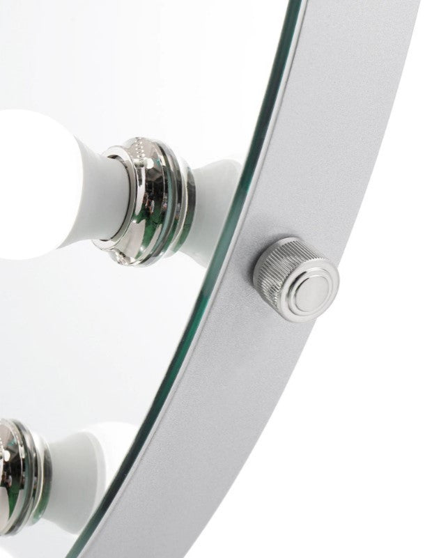 Monarch Pro Vanity Mirror, Silver, Led Globe Bulbs