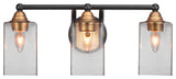 Paramount 3-Light Bath Bar, Matte Black/Brass, 4" Clear Bubble