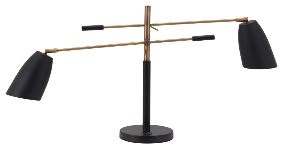 Table Lamp, Steel Metal, Black, Brass, Kitchen Lounge Bistro Lobby Hospitality