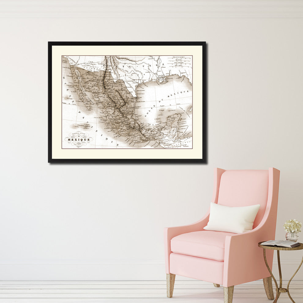 Mexico Vintage Sepia Map Canvas Print, 16"x21"