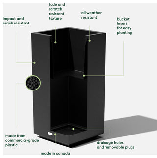 Veradek Block Series Pedestal Planter, Black, Tall