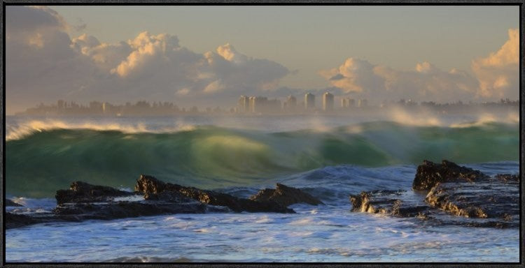 "The Wave" Framed Canvas Giclee by Mel Brackstone, 37x19"