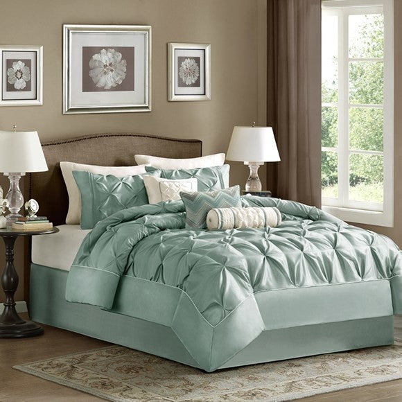 Madison Park Polyoni 7-Piece Comforter Set With Pleats, King