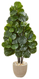 Nearly Natural 58" Fiddle Leaf Fig Artificial Tree in Sand Stone Planter