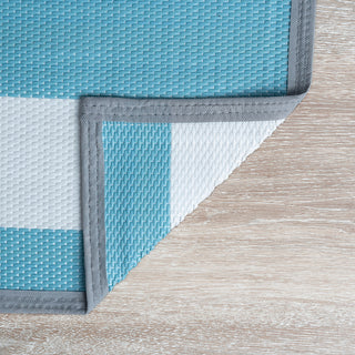 Simonson Contemporary Stripes, Aqua/White, 5'x6'11"