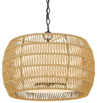 Everly 4 Light Chandelier With Natural Rattan Shade