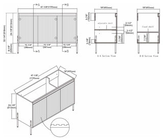 Flutie 48" Bathroom Vanity Set, White, Single Resin White Sink