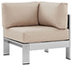 Silver Beige Shore Outdoor Patio Aluminum Corner Sofa