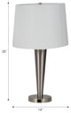 Metal, Set of 2, 25"H, Slim Cone Table Lamps, Nickel