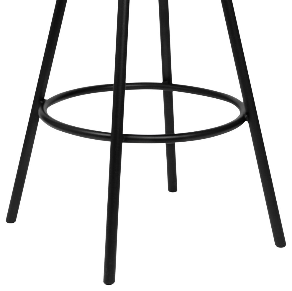 26" Stylish Black Faux Leather Black Metal Lattice Back Swivel Bar Stool