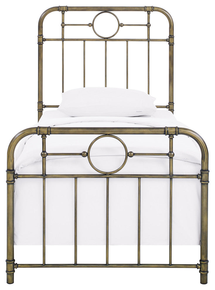 Urban Industrial Metal Pipe Twin Bed "“ Bronze