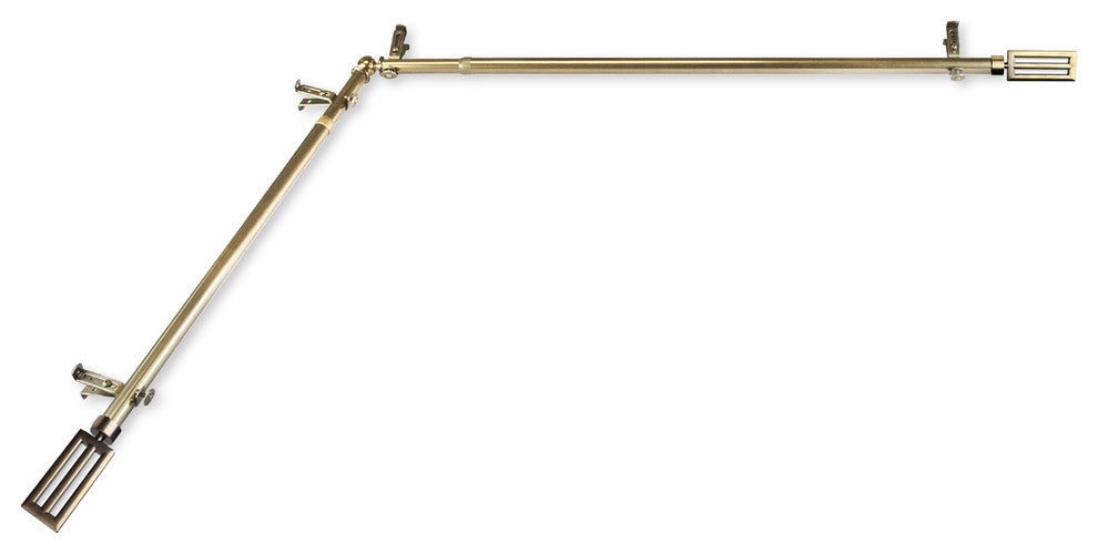 Mabel 13/16 inch Corner Window Curtain Rod, Antique Brass, 48-84"