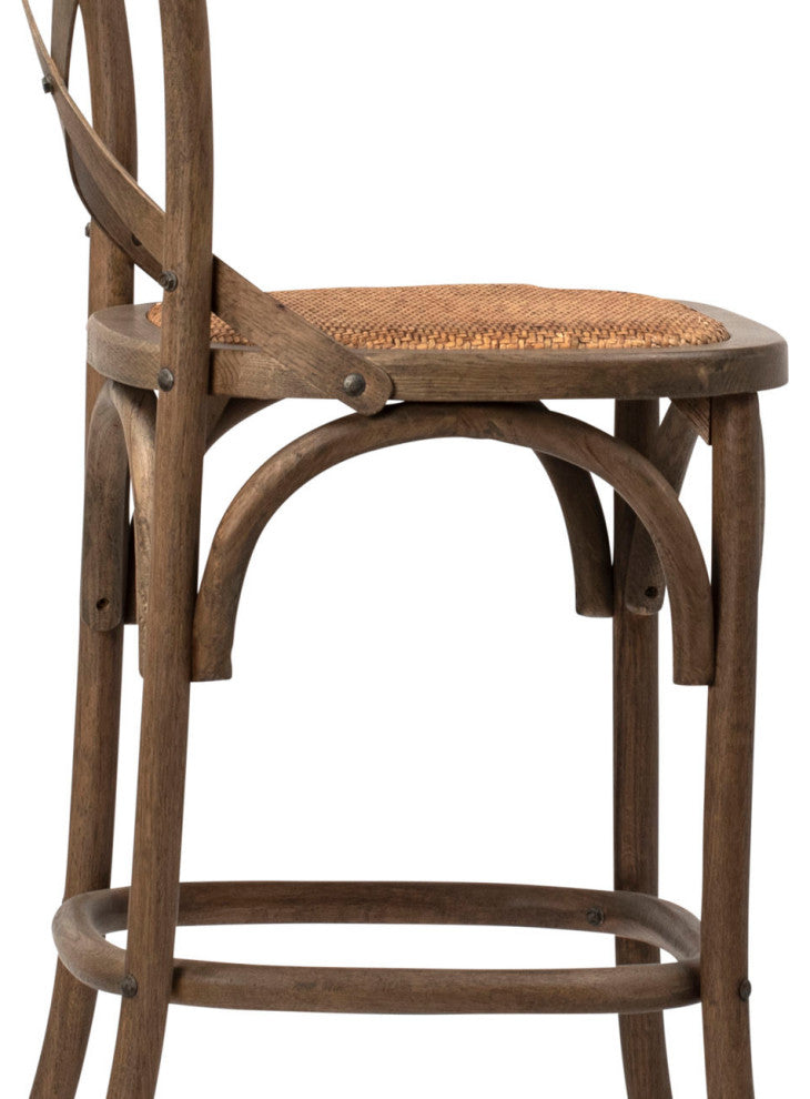 Natural Oak & Rattan Counter Stool