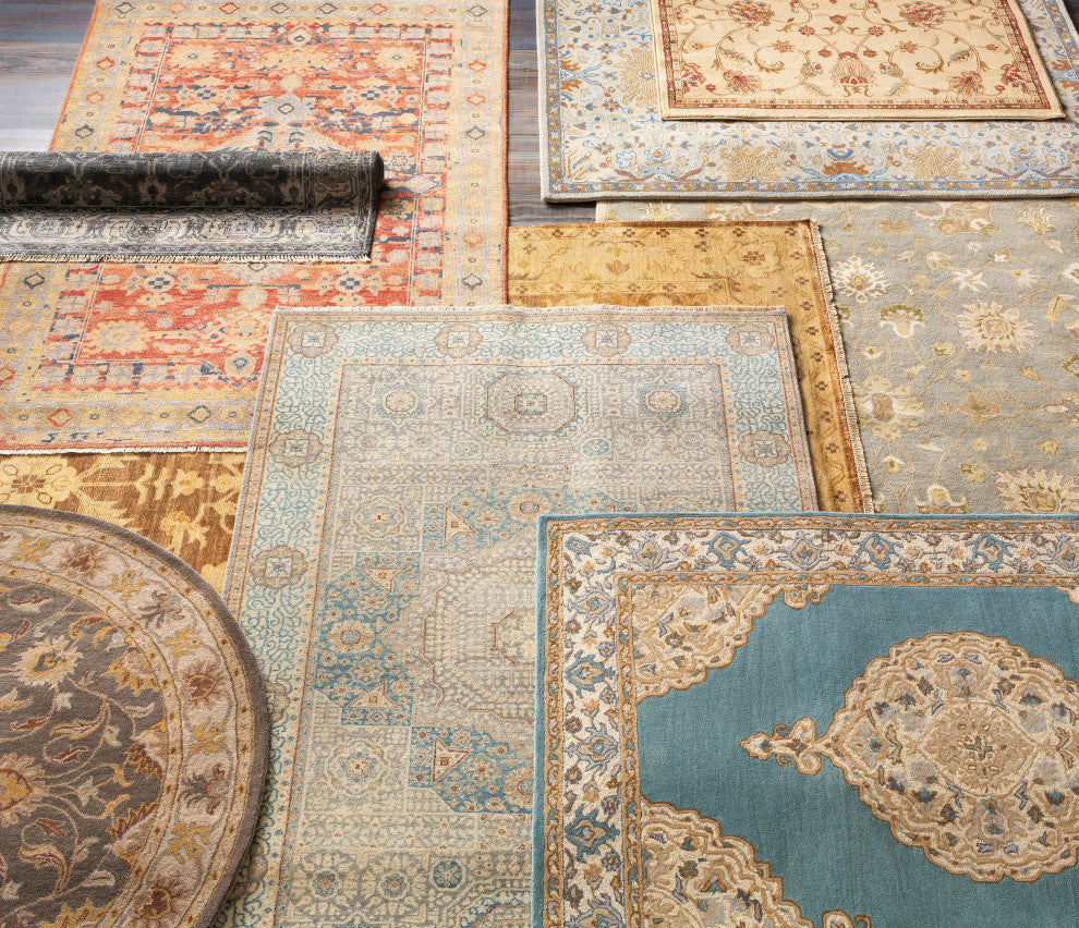 Surya Hillcrest HIL-9011 5'6"x8'6" Rug, Cream/Brown/Khaki/Tan/Wheat/Camel/Moss