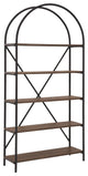 Benzara BM232963 Tubular Framed Bookcase With 5 open Shelves, Brown and Black