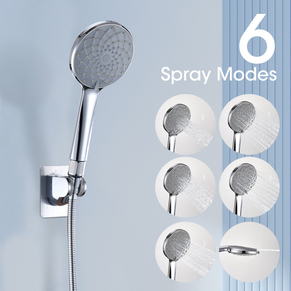 Completed Shower System with Rough-in Valve and Handheld Shower, Chrome, 10"