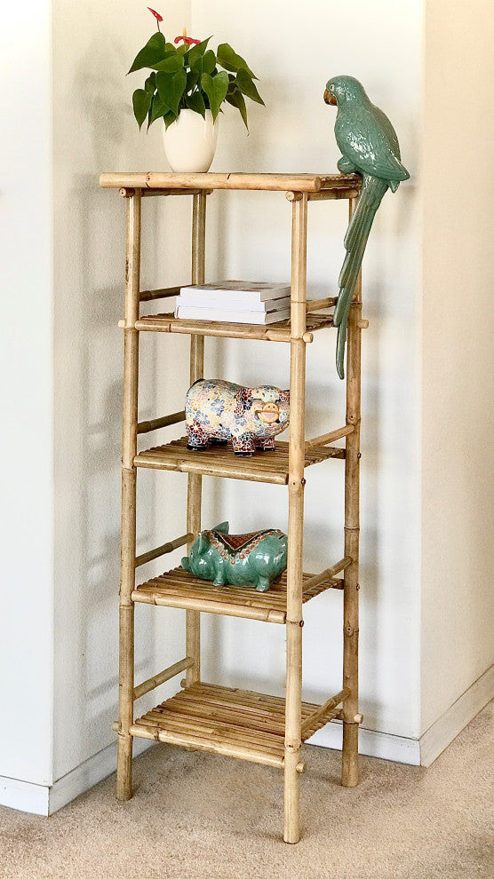 Bamboo 5-tier Free Standing Bookcase Storage Shelf Organizer
