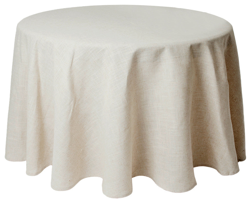 Classic Linen Blend Tablecloth, Natural, 96" Round