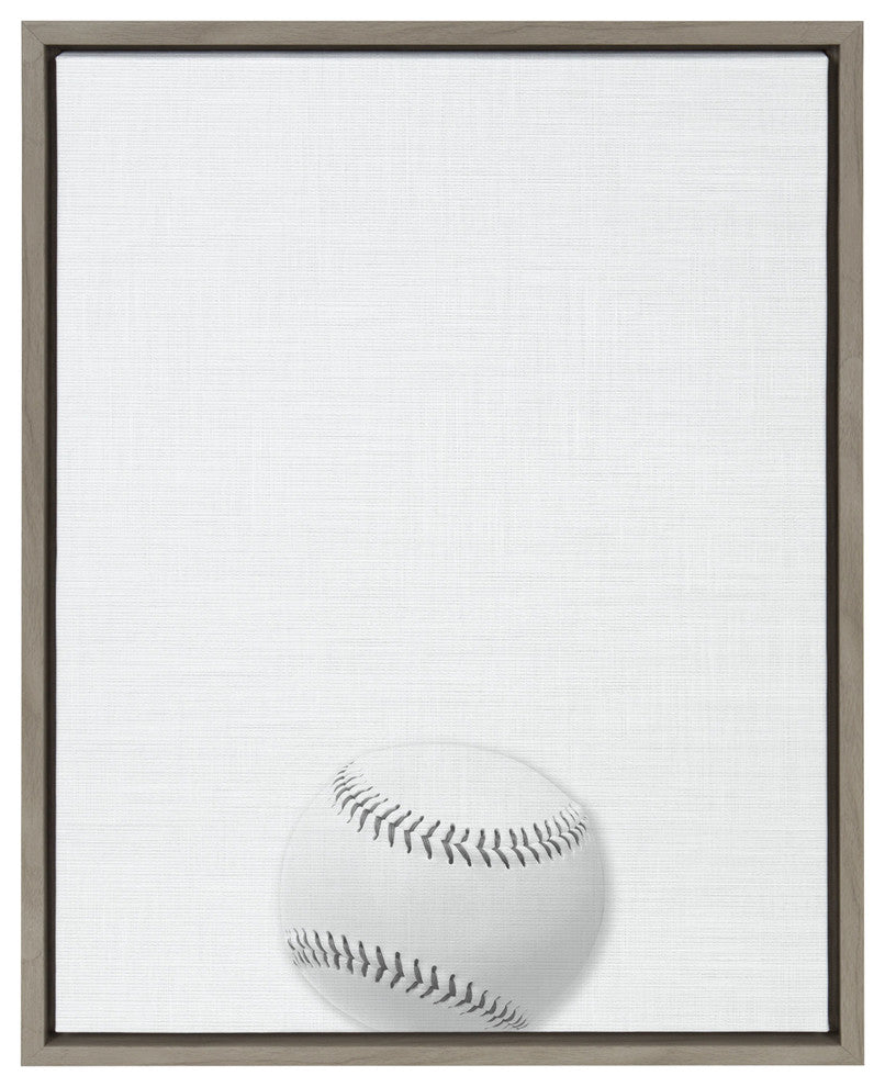 Sylvie Baseball Portrait Framed Canvas , Gray 18x24