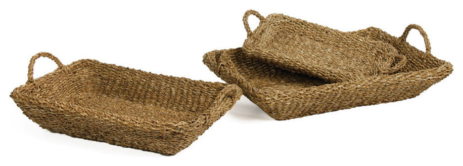 Seagrass Trays With Handles, Set of 3