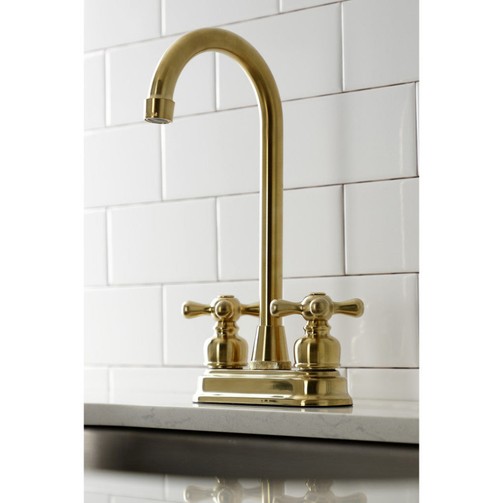 Kingston Brass KB497AXSB 4" Bar Faucet, Brushed Brass