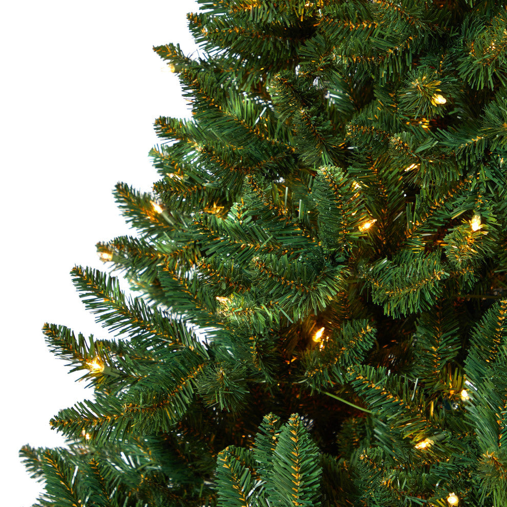 7' Northern Rocky Spruce Faux Xmas Tree W/400 Clear Lights & Bendable Branches